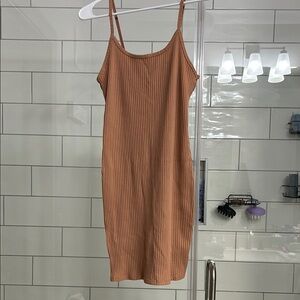 Wild Fable Tan Ribbed Slip Mini Dress